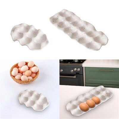 Ceramic Egg Holder Portable Egg Tray for Cupboard Pantry