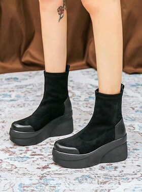 Womens Boots 2023 Autumn Winter Botines Chelsea Short Platf