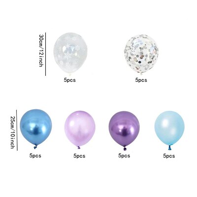 30pcs Frozen Princess Balloon set, Purple blue Snow latex ba