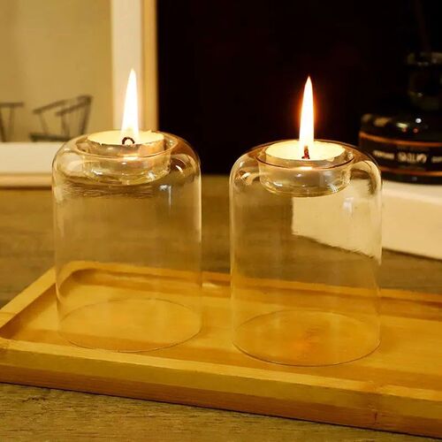 Transparent Glass Candle Holder Wedding Dinner Table Decorat