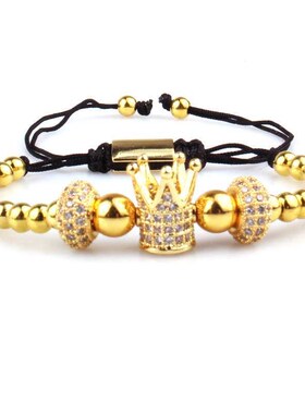 New Zircon Alloy Copper Crown Bead Brlet Hand-woven Adjustab