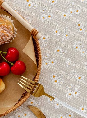 Style Small Daisy Cotton Floral Tablecloth,Tea Table Decorat