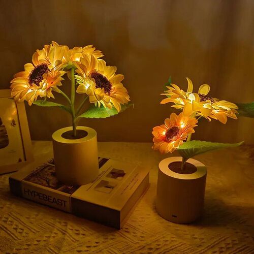Artificial Tulip Sunflower Decorative Light Rechargeable Bed