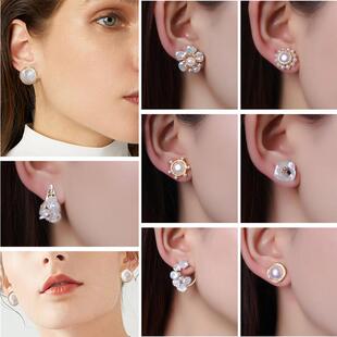 Coeufuedy Classic Big Pearl Stud Earring Baroque Freshwater