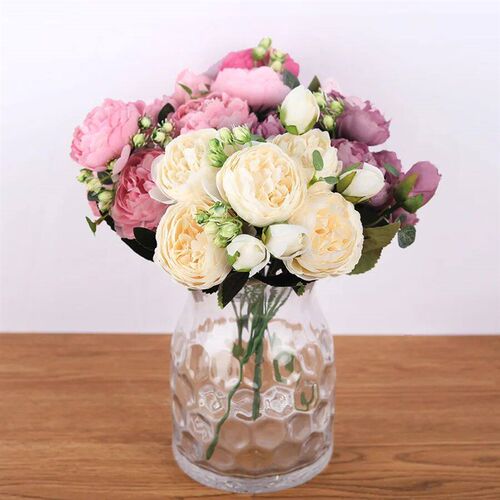 30cm Rose Pink Silk Bouquet Peony Artificial Flowers 5 Big H