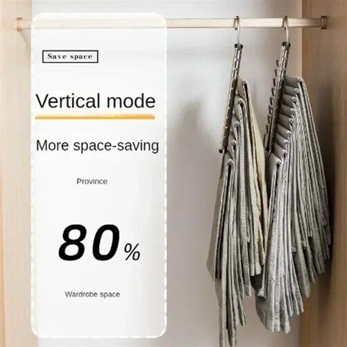 Folding Magic Pants Hangers 5/9layers Stainless Steel Space
