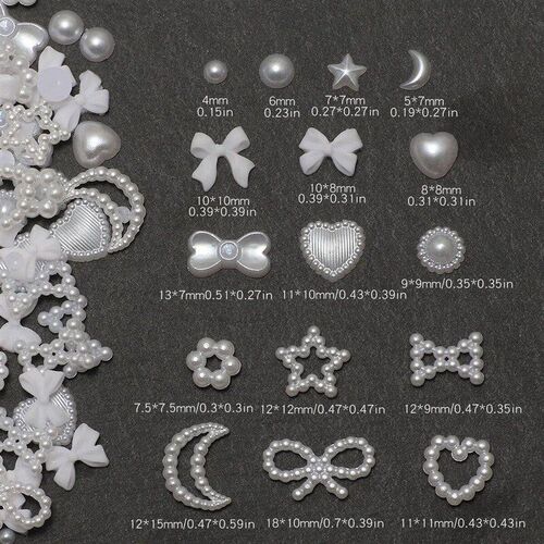 1 Box Nail accessories 3d Nail Charm Resin Love Bow Pentagra