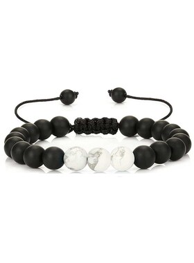 Three White Pine Volcanic Stone Mens Beaded Brlet Lava Rock