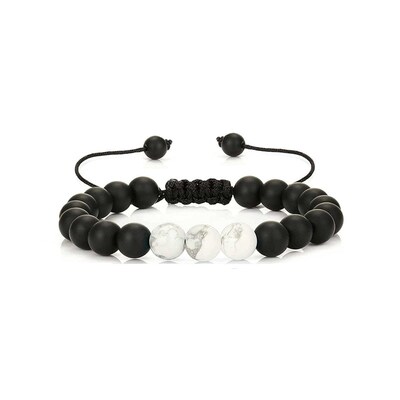 Three White Pine Volcanic Stone Mens Beaded Brlet Lava Rock