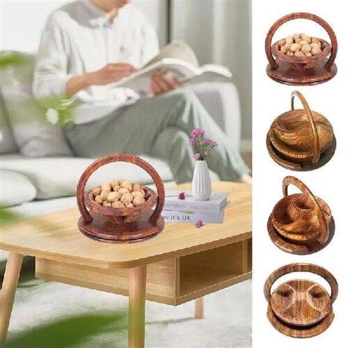 Handmade Wood Carving Fruit Plate 4-Partitions Wooden