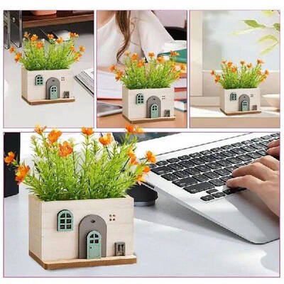 Faux Potted Plants Indoor Artificial House-Style Flowerpot