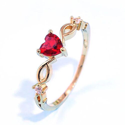 Huitan Simple Heart Ring For Women Female Cute Finger Rings