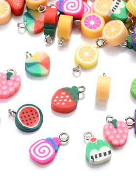30Pcs/Pack Mix Fruit Shape Pendant Polymer Clay Bead Pendant