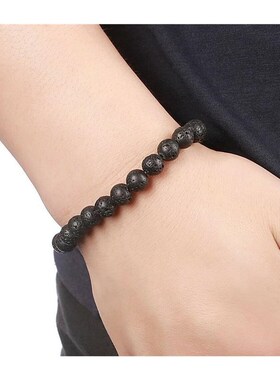 Nature Beaded Bracelet Men 8mm Natural Stone Lava Rock Tiger
