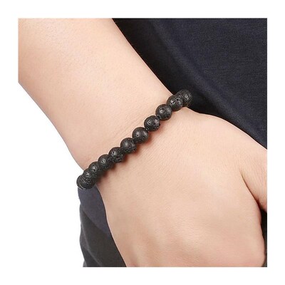 Nature Beaded Bracelet Men 8mm Natural Stone Lava Rock Tiger