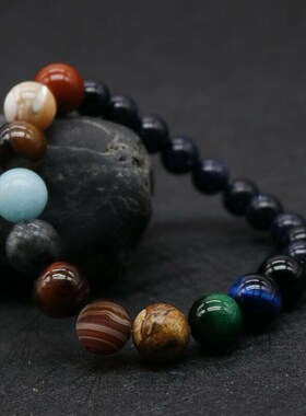 Eight Planets Bead Bracelet Men Natural Stone Universe Yoga