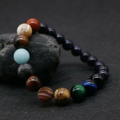Eight Planets Bead Bracelet Men Natural Stone Universe Yoga