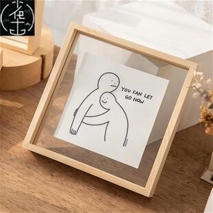 Corkboard photo wall solid wood frame blackboard pine office