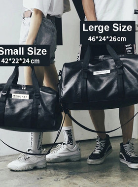 Gym Bag Leather Women Fitness Shoe Compartment Men Duffle Sh