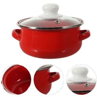3 Pcs Enamel Pot Decorative Pans Cooking Pots with Handle