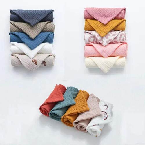 5 Pcs Baby Cotton Square Towels Infant Wash Hand Face Wipes