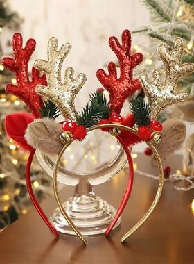 Christmas Headbands Sequins Reindeer Antlers Ears Hair Clips