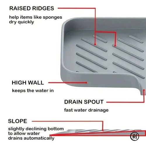 Sink Silicone Tray With drain Soap Sponge Storage Holder Cou