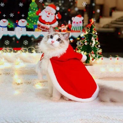 Cat Costume Santa Cosplay Funny Transformed Cat/Dog Pet Chri