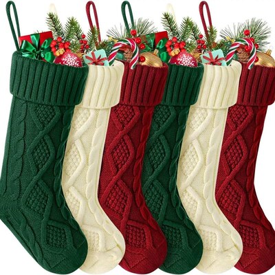 Christmas Stockings For Kids Large Size Cable Knit Stocking