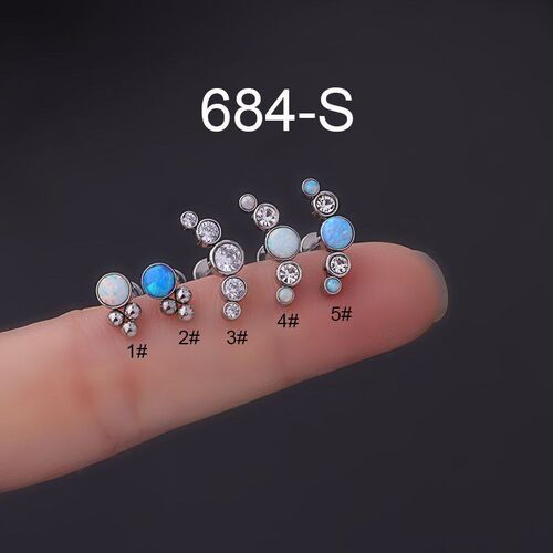 Fashionable 12X8mm Opal Lip Stud with Internal Thread 16G St