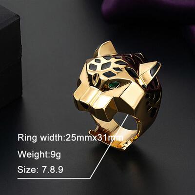 Zlxgirl rendy fine Jet enamel leopard Woman men Finger Ring