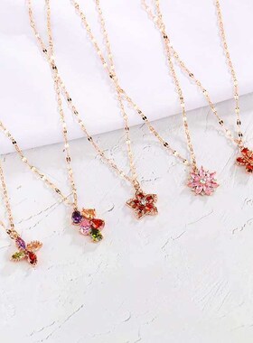 Sweet flower snowflake collarbone chain copper micro-set pen