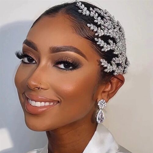 Luxury Zircon Leaf Headband Baroque Bridal Hairband Wedding
