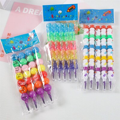 Cute Lollipop Snowman Bear Building Block Crayon Painting Pe
