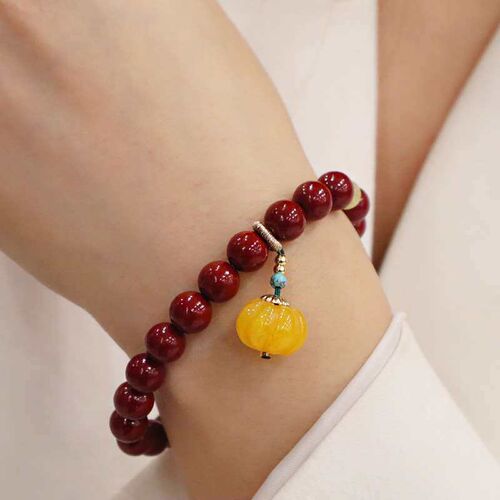 Natural Raw Ore Zijin Cinnabar Brlet Single Circle Pumpkin P