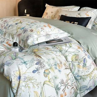All-cotton 4pc bedding set sheet quilt blanket duvet cover