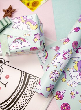 birthday wrapping paper gift wrap unicorn paper 包装纸动物