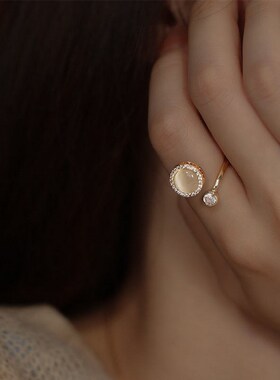 Creative Rotatable Rings For Women Girls Opal Round Flower B
