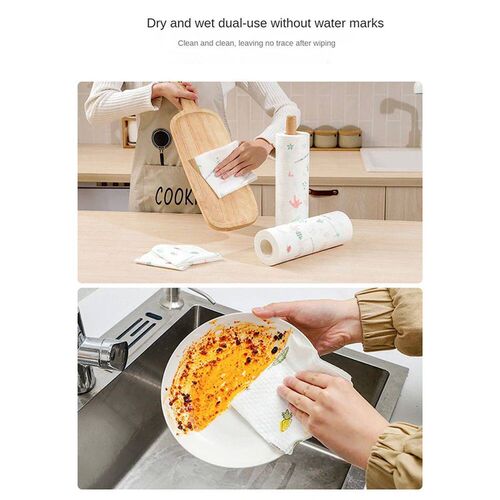 1 Roll Of Reusable Lazy Rags Bamboo Towels Wet And For Kitch