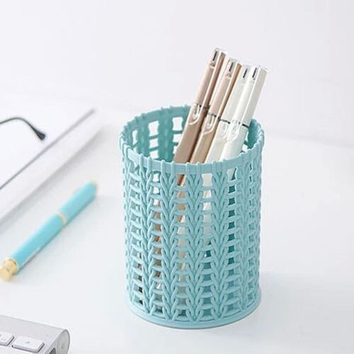 Pencil Holder Office Desk Metal Mesh Square Pen Pot Cup Case