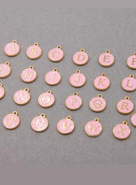10pcs/26pcs Alphabet Letter Double Face Enamel Charms KC Gol