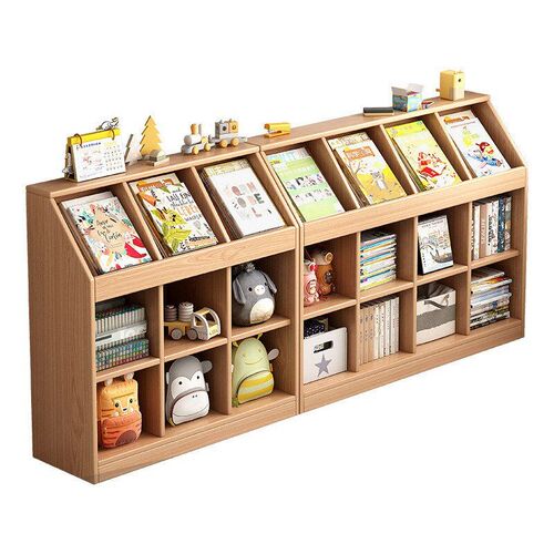 Solid wood bookshelf storage rack floor standing low cabinet