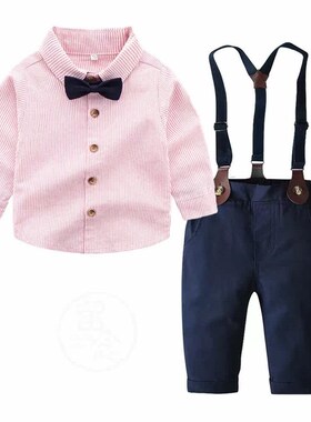 ~Boys Autumn suit childrens wear long sleeved shirt suspen