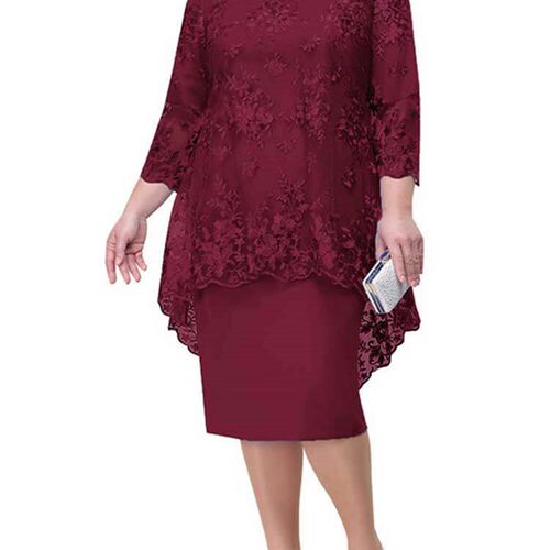 2023 Women Plus Size Dress O-neck Midi Loose Dress M-5XL Lad