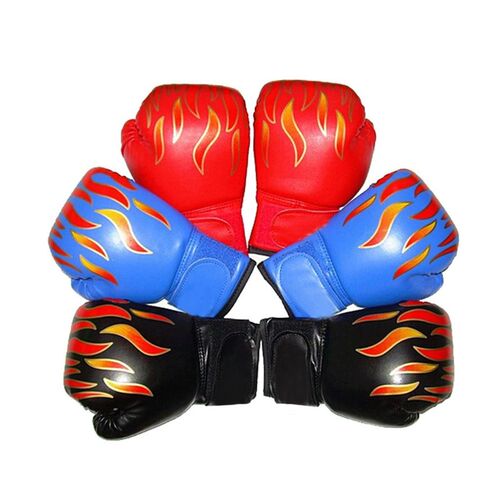 Kids Children Boxing Gloves Professional Flame Mesh Breathab