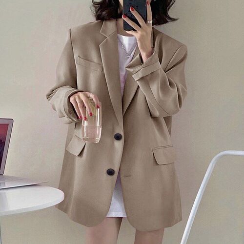 2025 Spring Autumn Khaki Blazer British Style Design Womens