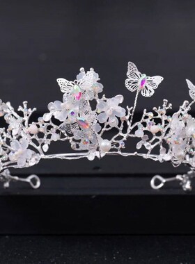 Baroque Pearl Rhinestone Crown Flower Butterfly Princess Tia