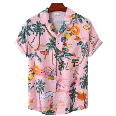 Hawaiian Mens Shirt Short Sleeve Oversized 3D Printing Anim