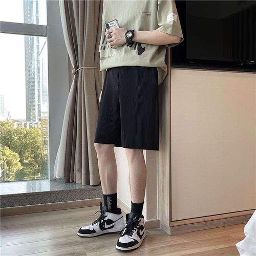 Ice Silk Shorts Mens Summer Fashionable Loose Soli Color Al