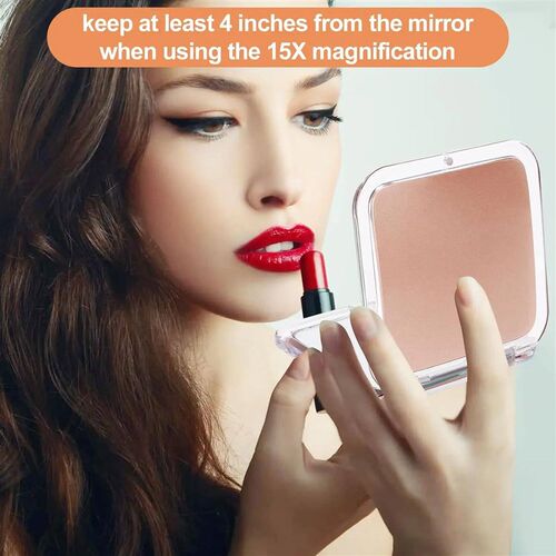 Compact 15X Magnifying Makeup Mirror for Travel Small Pocket